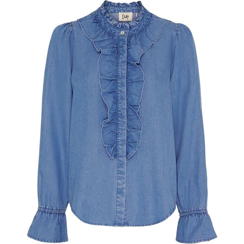 Blusar/skjortor - Ganja Flounce Shirt – Denim Blue